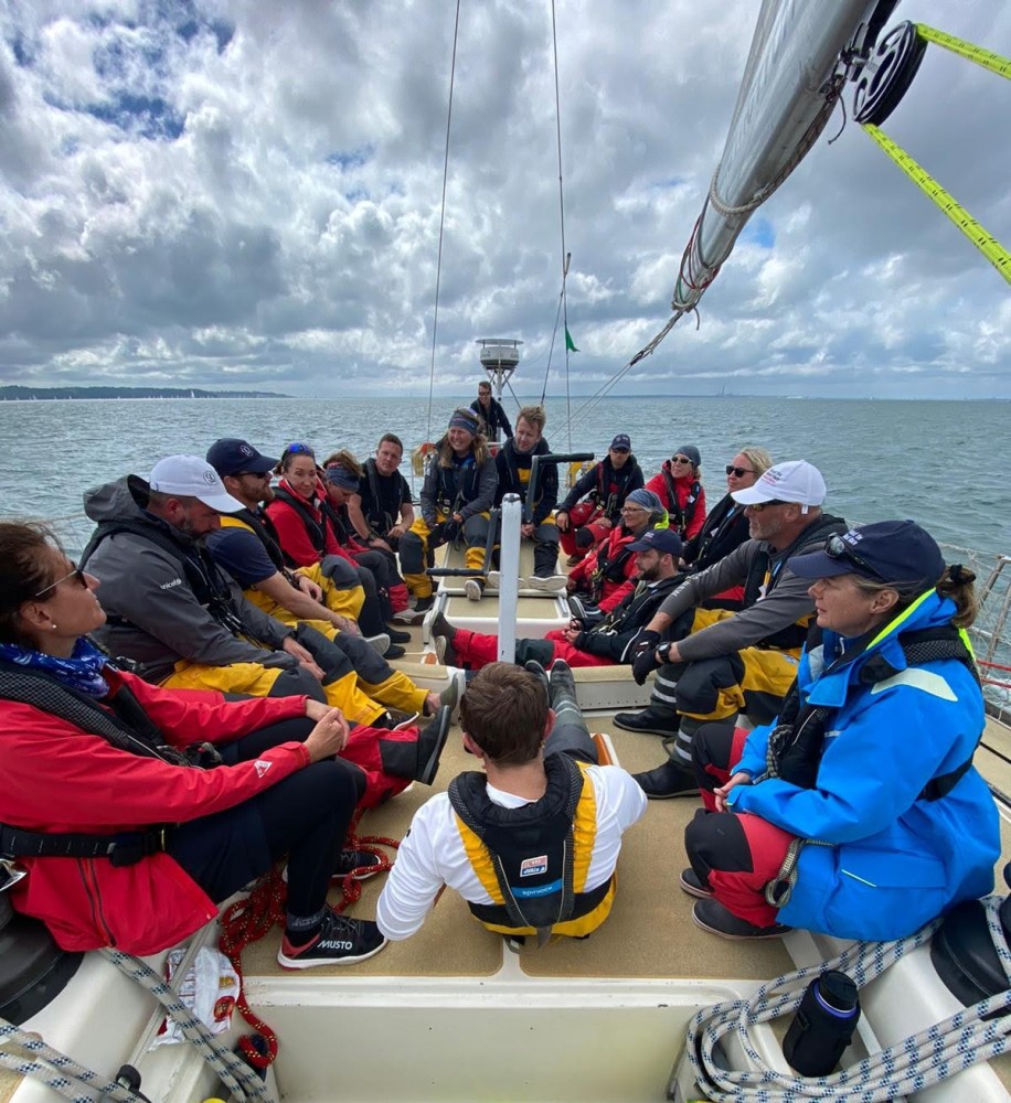 Preparation and Training is Key to Success. Team working together in a yacht