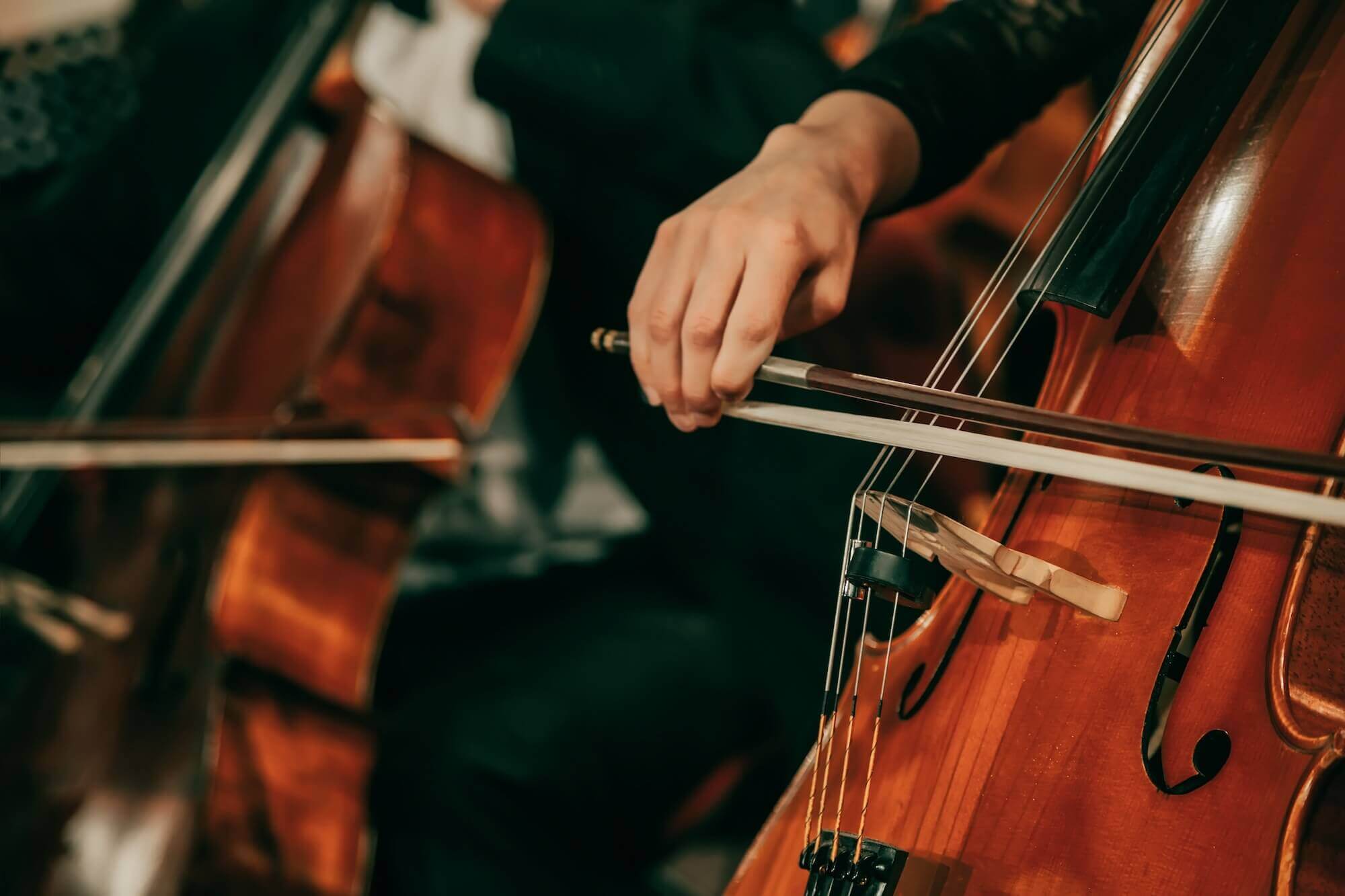High Performing Teams such as an orchestra. Image of a person playing a Cello.